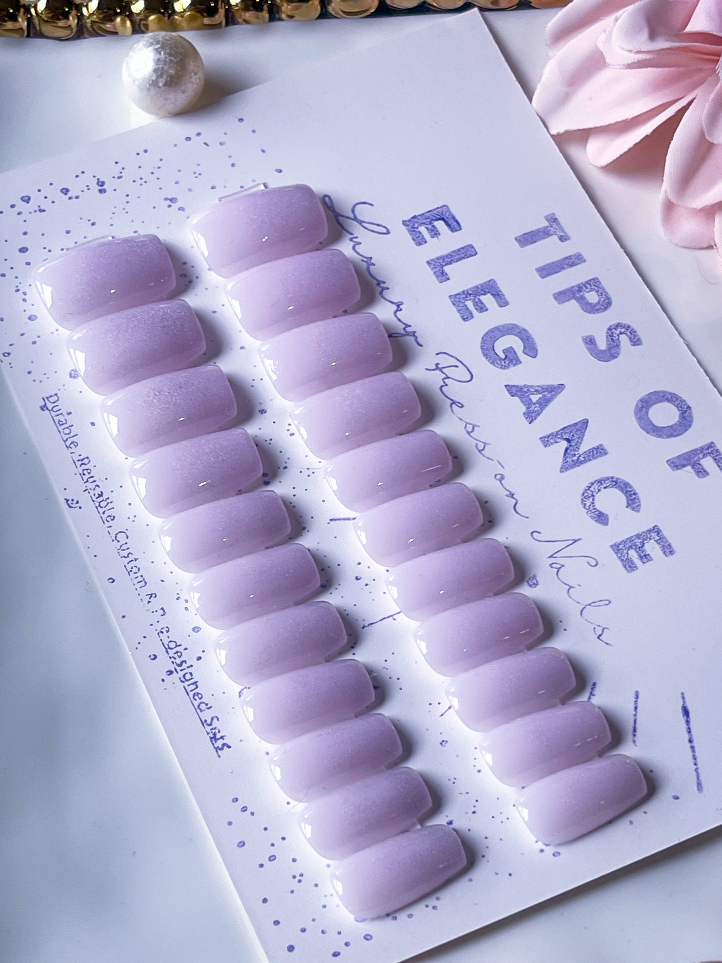 Lavender Sparkle Veil| Ready to Ship Press on Nails | 32 piece set