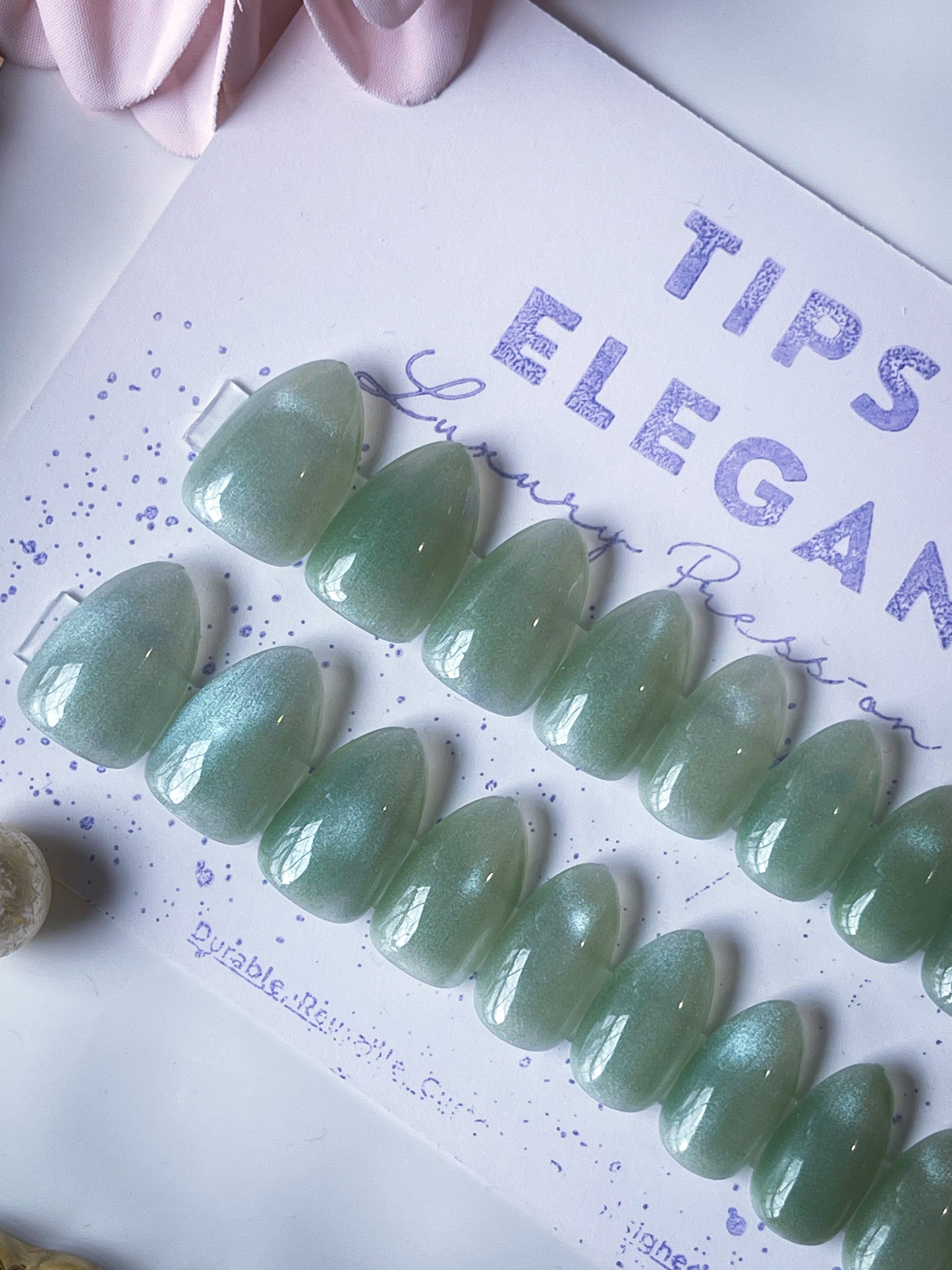 Sage Glass| Ready to Ship Press on Nails | 32 piece set