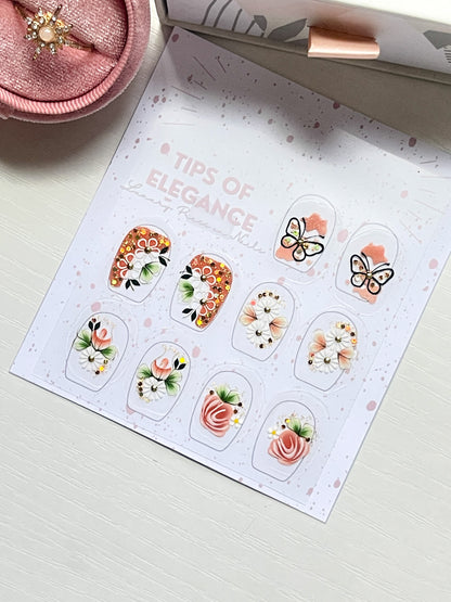 Nail Decals |Ethereal Bloom | Luxury Handpainted Nail Art Decals