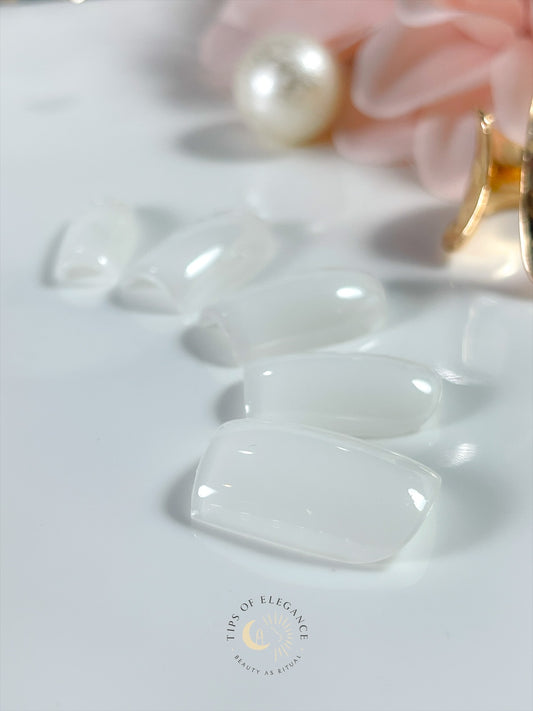 Milky White-Sculpted Short Square • Quiet Luxury Collection | Tips of Elegance