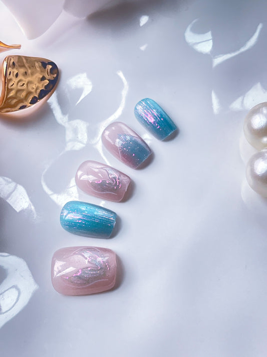 Aquarian Siren | XS COFFIN | Ready to Wear Luxury Press on Nails