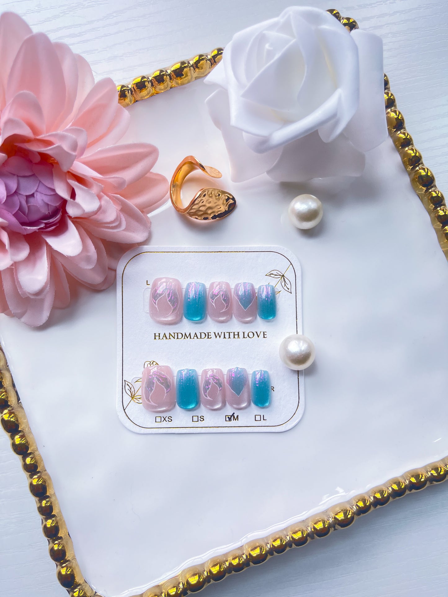 Aquarian Siren | XS COFFIN | Ready to Wear Luxury Press on Nails