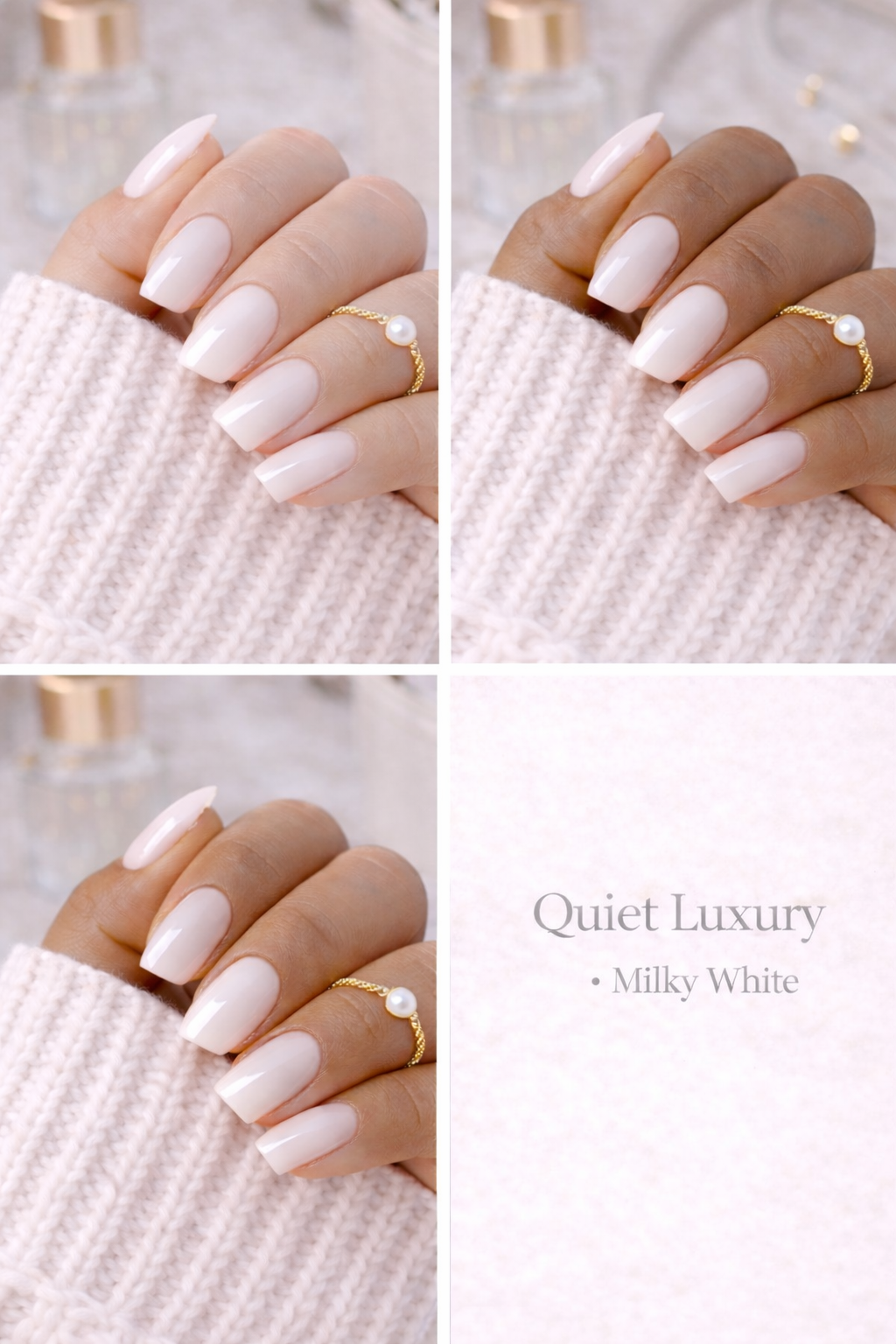Milky White-Sculpted Short Square • Quiet Luxury Collection | Tips of Elegance