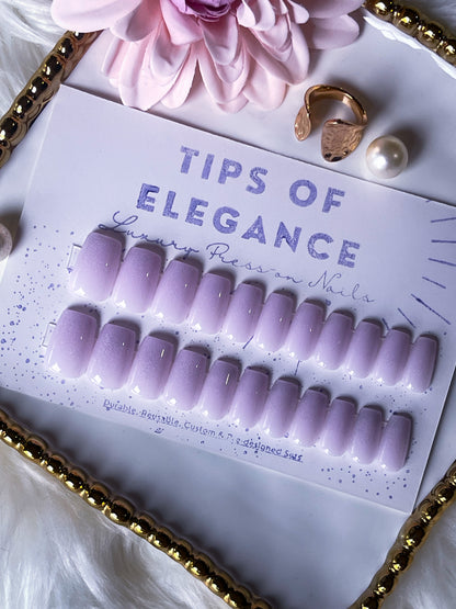 Lavender Sparkle Veil| Ready to Ship Press on Nails | 32 piece set