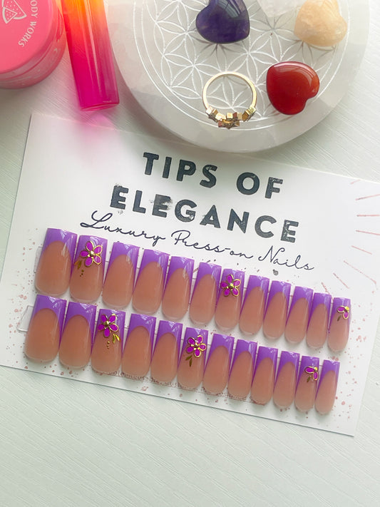 Royal Bloom | Ready to Ship Press on Nails | 32 piece set