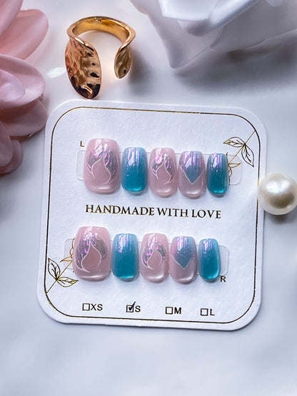 Aquarian Siren | XS COFFIN | Ready to Wear Luxury Press on Nails