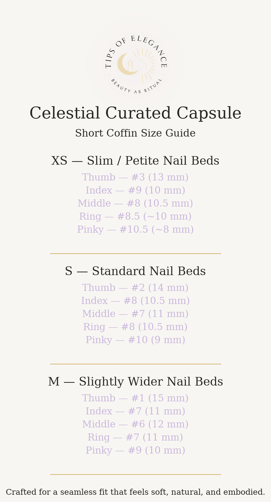 Sizing Chart curated Sets Tips of Elegance