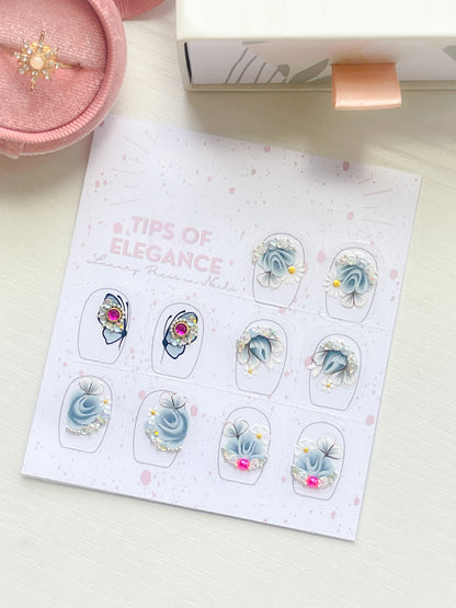 Nail Decals | Tidal Serenity | Luxury Handpainted Nail Art Decals