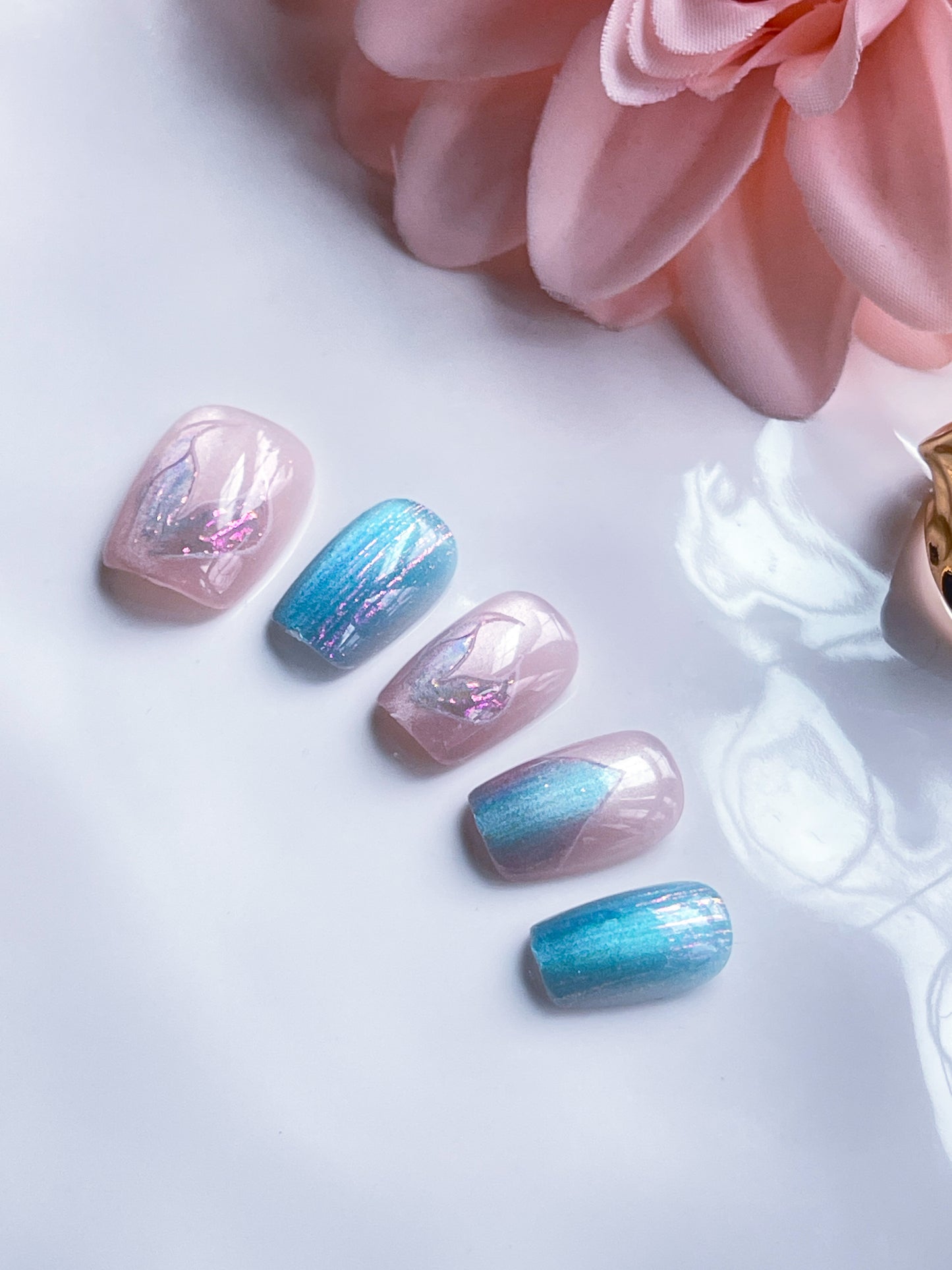 Aquarian Siren | XS COFFIN | Ready to Wear Luxury Press on Nails