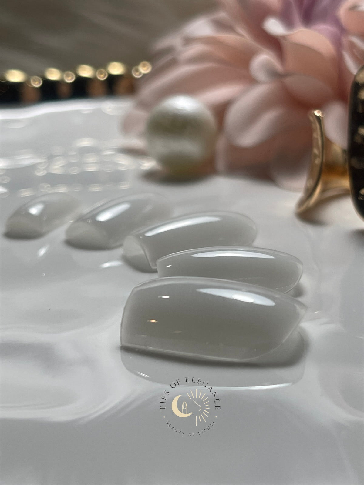 Milky White-Sculpted Short Square • Quiet Luxury Collection | Tips of Elegance
