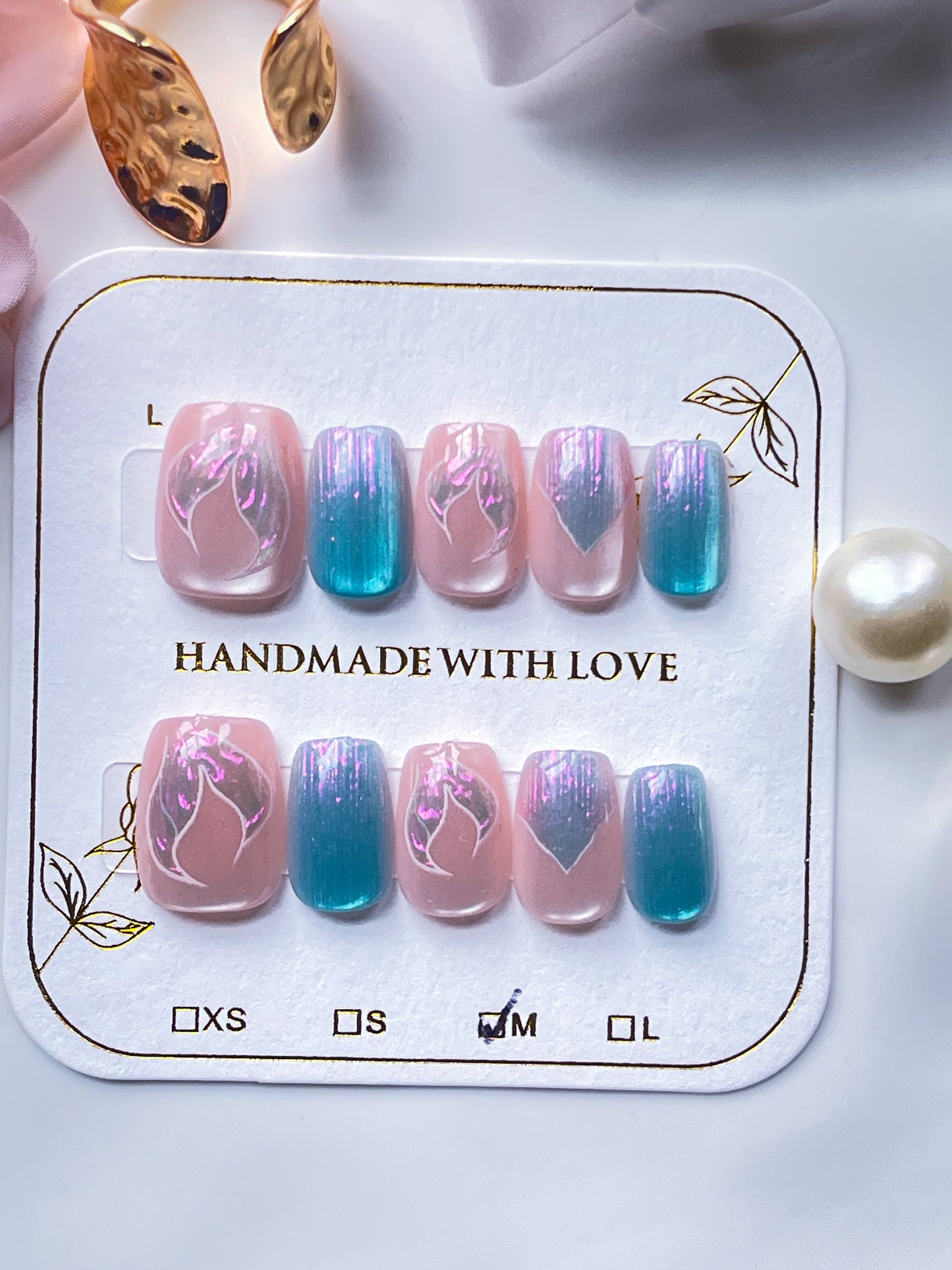 Aquarian Siren | XS COFFIN | Ready to Wear Luxury Press on Nails