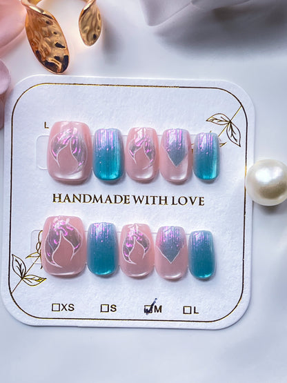 Aquarian Siren | XS COFFIN | Ready to Wear Luxury Press on Nails