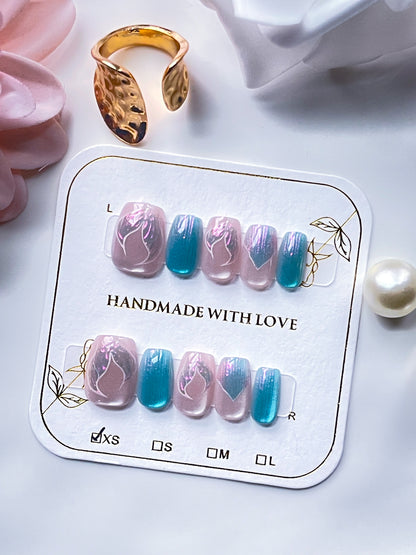 Aquarian Siren | XS COFFIN | Ready to Wear Luxury Press on Nails