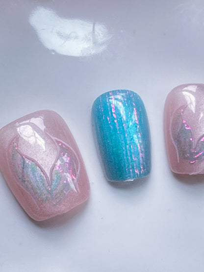 Aquarian Siren | XS COFFIN | Ready to Wear Luxury Press on Nails