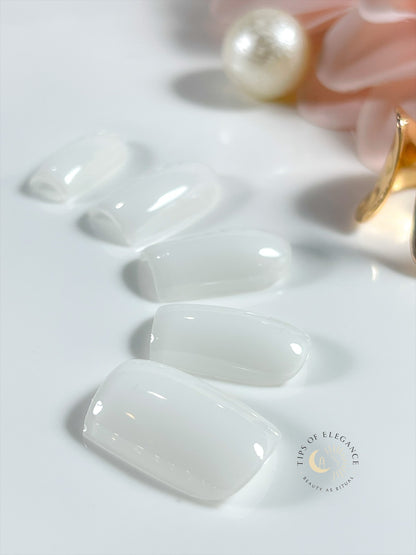 Milky White-Sculpted Short Square • Quiet Luxury Collection | Tips of Elegance