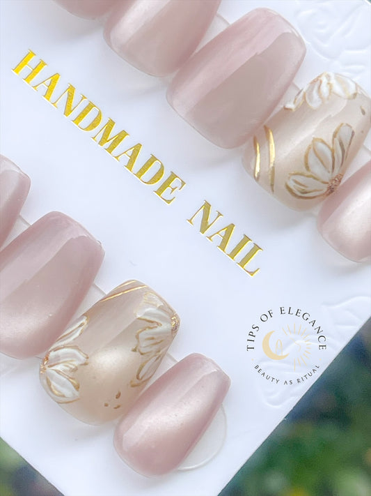 Champagne Bloom | Handmade Luxury Press-on Nails