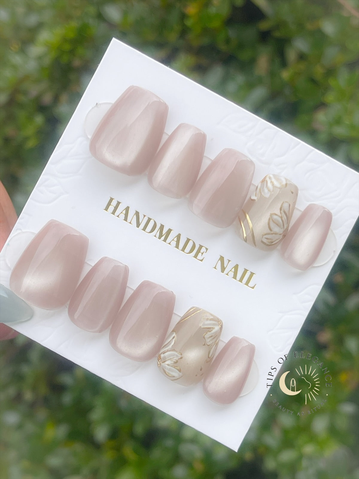 Champagne Bloom | Handmade Luxury Press-on Nails
