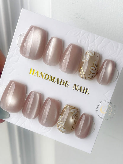 Champagne Bloom | Handmade Luxury Press-on Nails