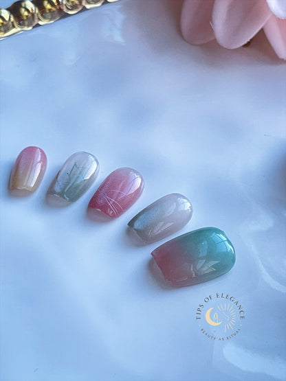 Marbled Daydream | Petite Fit | XS COFFIN | Ready to Wear Luxury Press on Nails