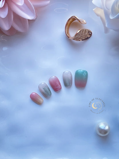 Marbled Daydream | Petite Fit | XS COFFIN | Ready to Wear Luxury Press on Nails