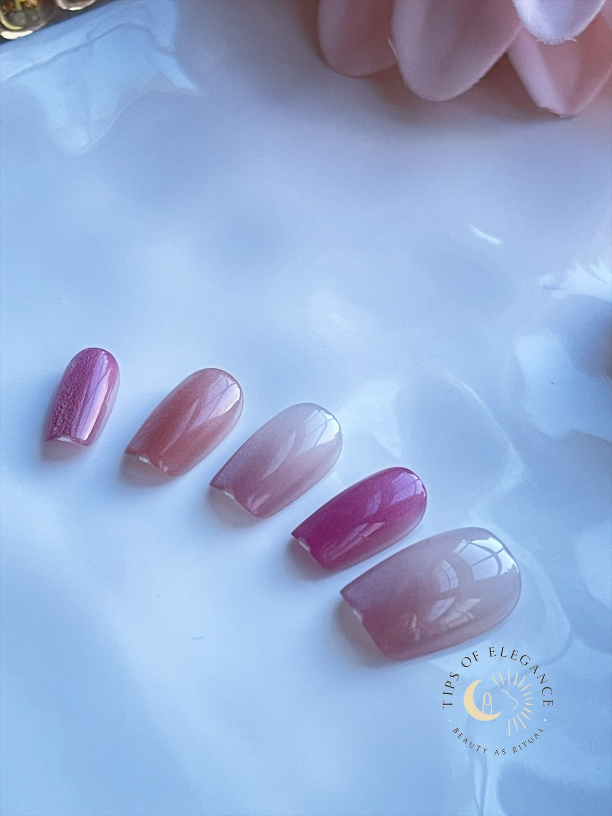 Rosewater Drift | Petite Fit | XS COFFIN | Ready to Wear Luxury Press on Nails
