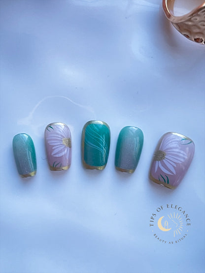 Meadow Muse | Petite Fit | XS COFFIN | Ready to Wear Luxury Press on Nails