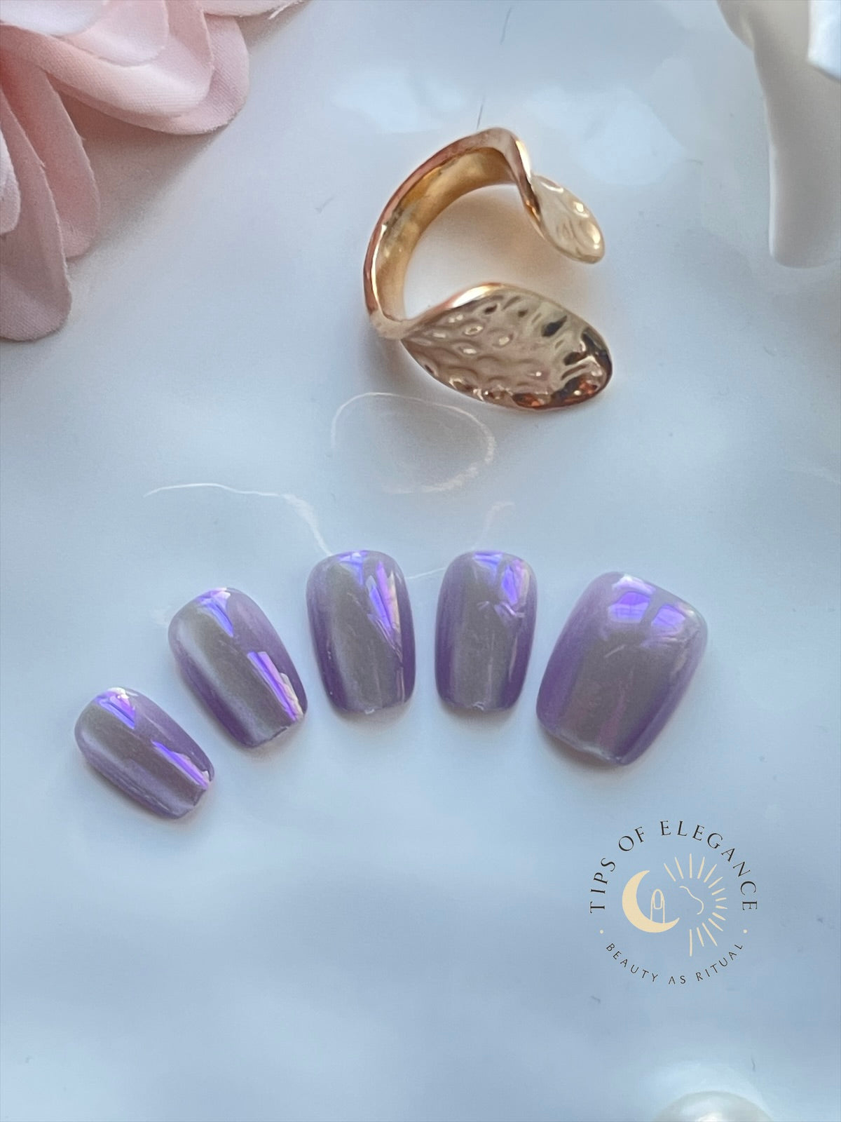 Violet Aura | Petite Fit | XS COFFIN | Ready to Wear Luxury Press on Nails