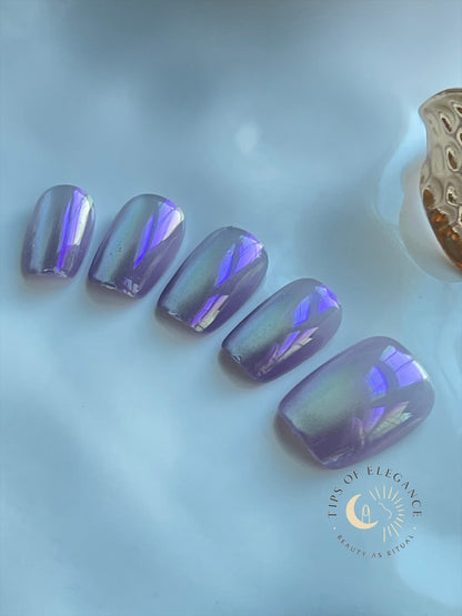 Violet Aura | Petite Fit | XS COFFIN | Ready to Wear Luxury Press on Nails