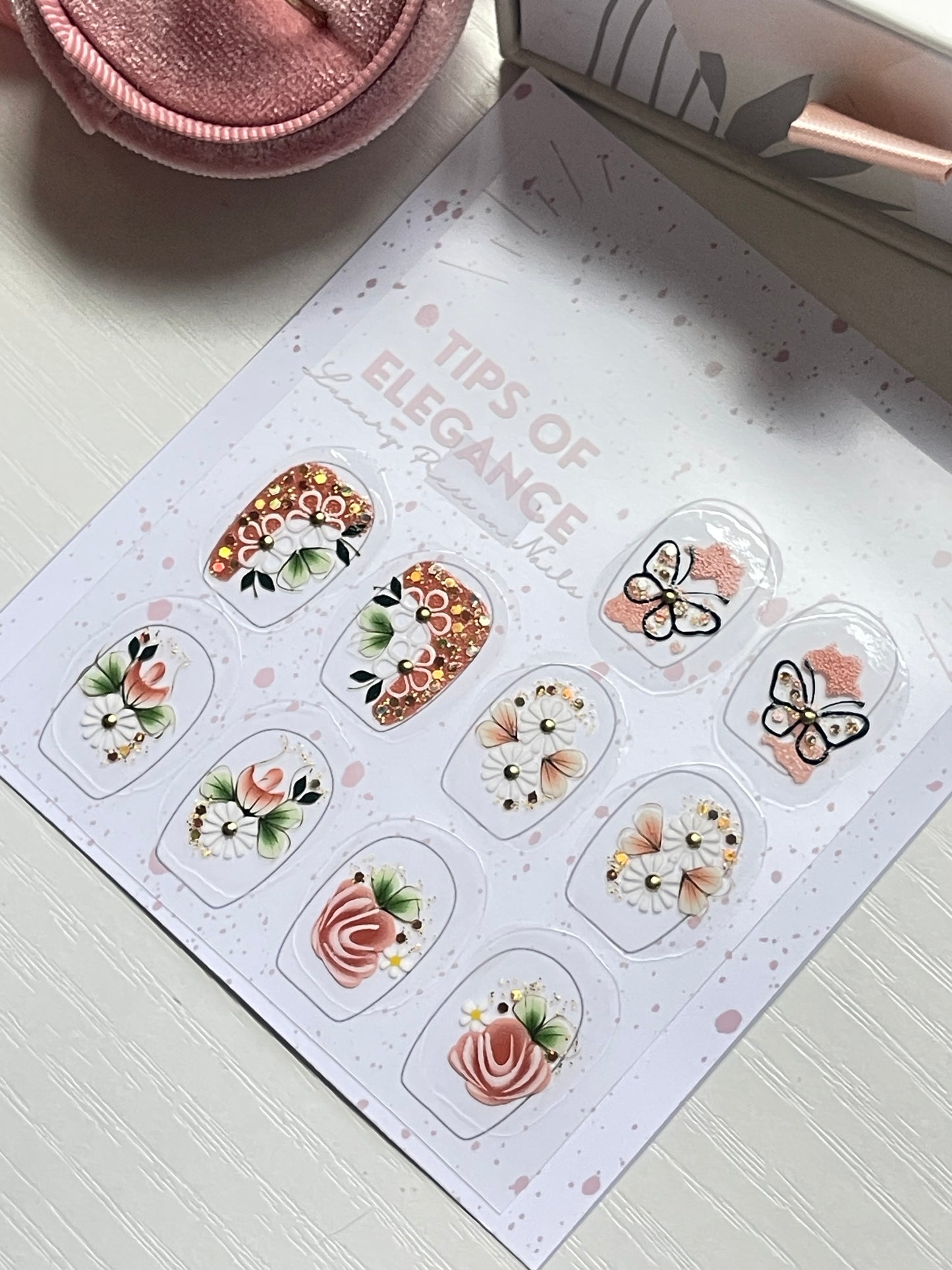 Nail Decals |Ethereal Bloom | Luxury Handpainted Nail Art Decals