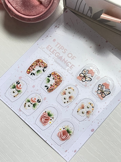 Nail Decals |Ethereal Bloom | Luxury Handpainted Nail Art Decals