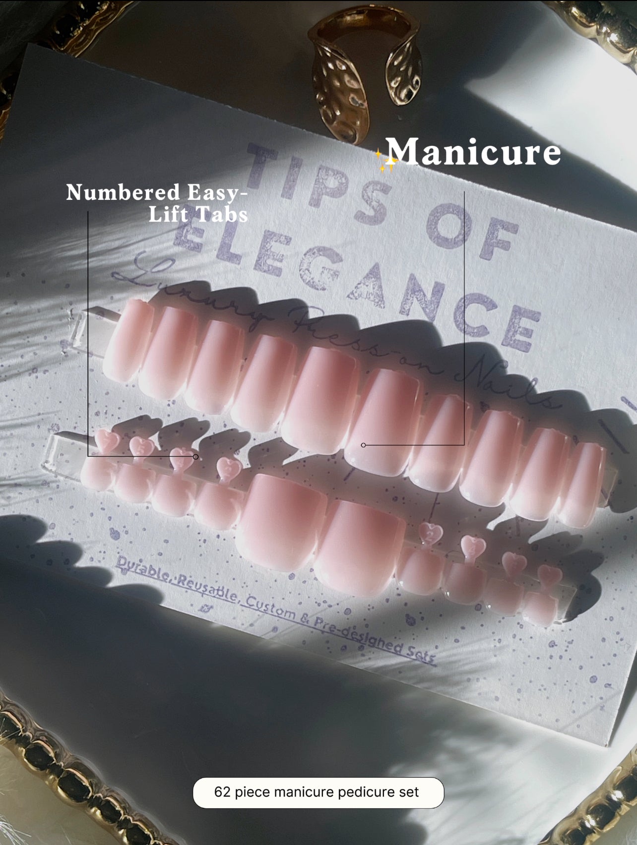Blush Harmony | Ready to Ship Press on Nails | 62 piece set