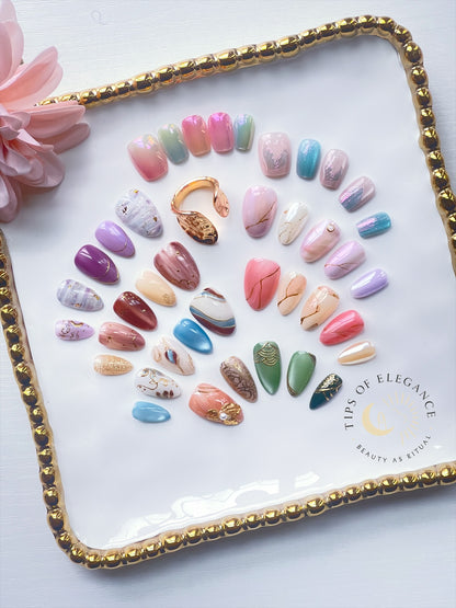 Rosé Kintsugi| Pre-Designed Custom Press-on Nail set