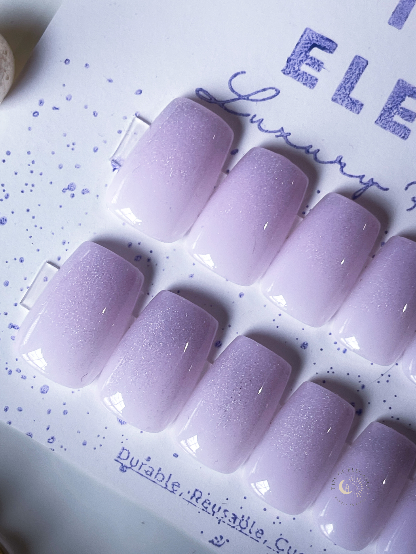 Lavender Sparkle Veil| Ready to Ship Press on Nails | 32 piece set