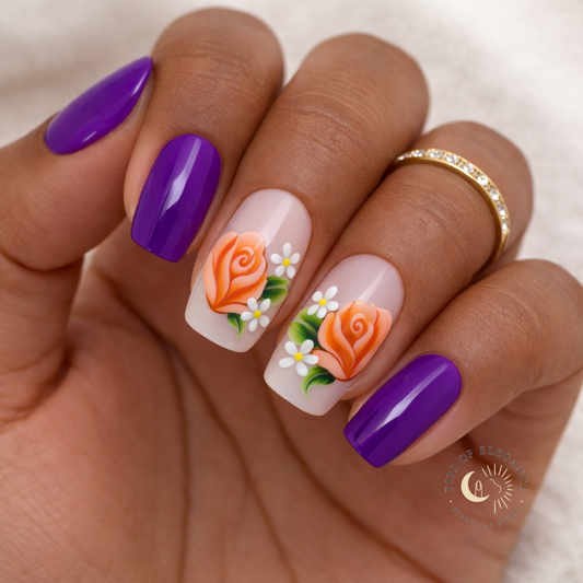 Nail Decals | Peach Butterfly Kisses | Luxury Handpainted Nail Art Decals