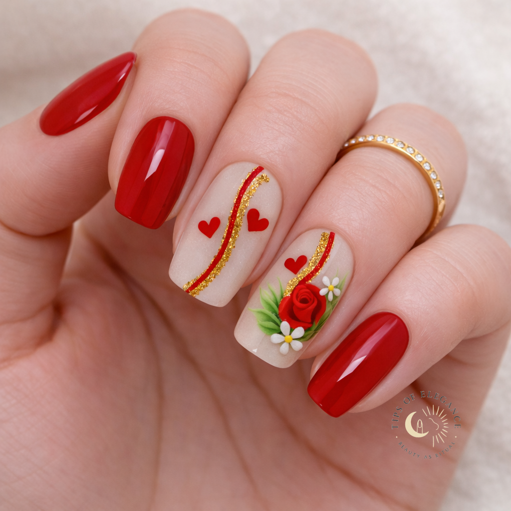 Nail Decals | Scarlet Devotion | Luxury Handpainted Nail Art Decals