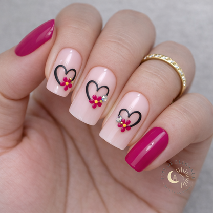 Nail Decals |Rosé Blush Affair | Luxury Handpainted Nail Art Decals