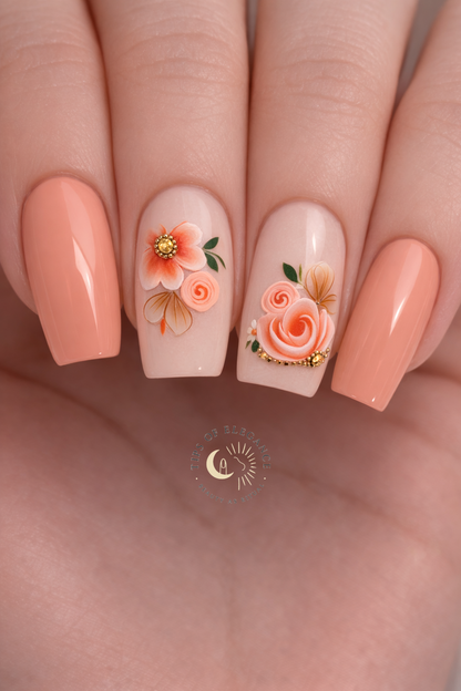 Nail Decals | Rosewater Glow | Luxury Handpainted Nail Art Decals