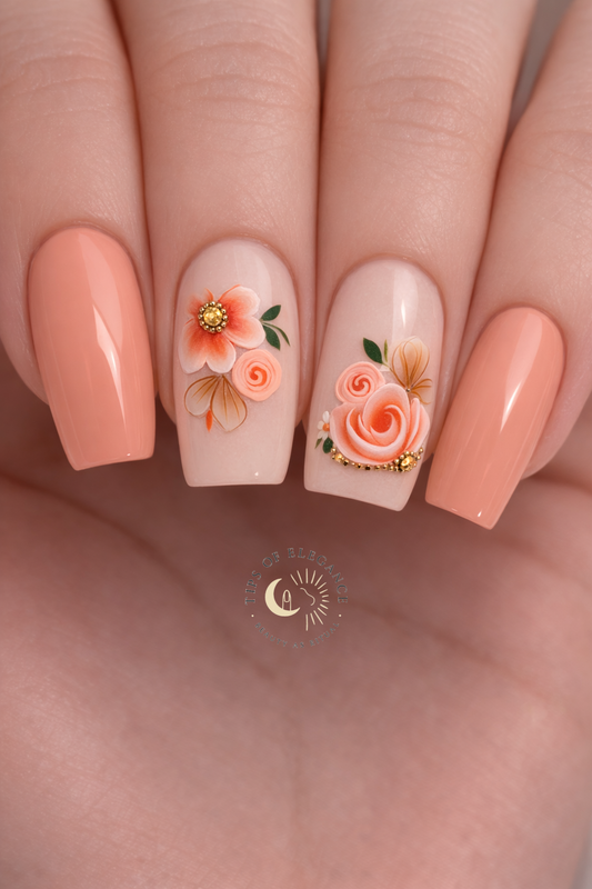 Nail Decals | Rosewater Glow | Luxury Handpainted Nail Art Decals