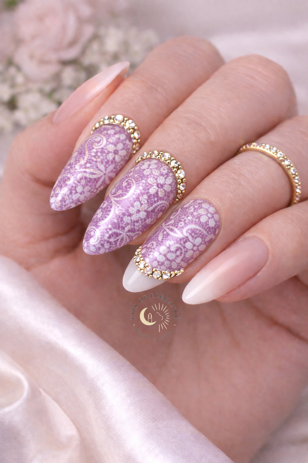 Purple Shimmer |Filigree & Lace | Wedding Nail Art Tattoos