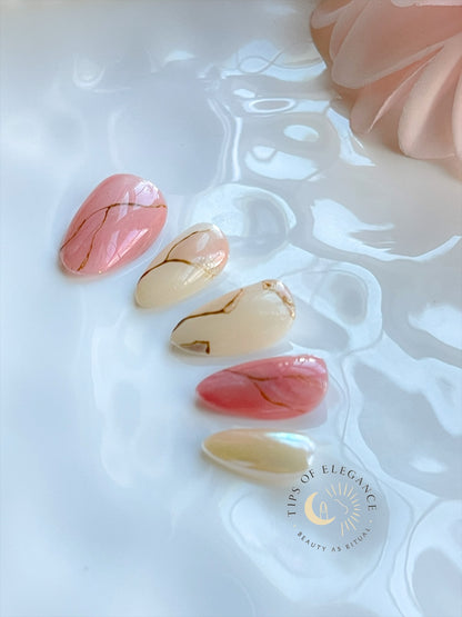 Rosé Kintsugi| Pre-Designed Custom Press-on Nail set