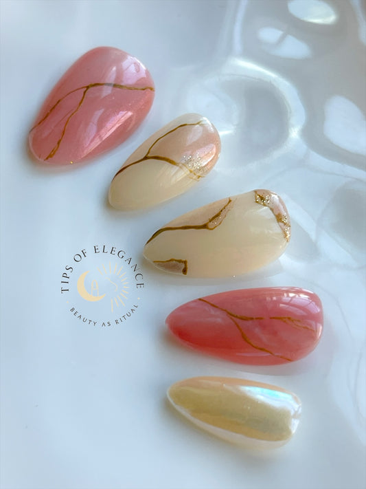 Rosé Kintsugi| Pre-Designed Custom Press-on Nail set