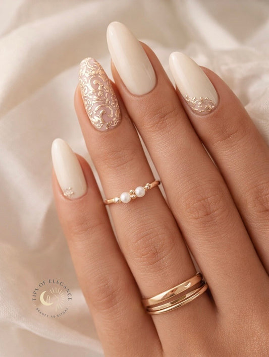 Sand-Gold Filigree | Wedding Nail Art Foils