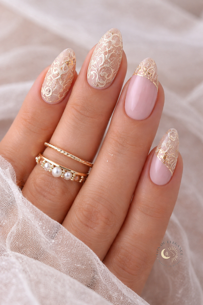 Sand-Gold Filigree | Wedding Nail Art Foils