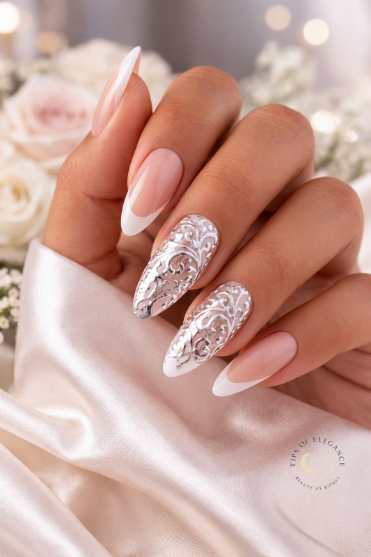 Silver Filigree | Wedding Nail Art Foils