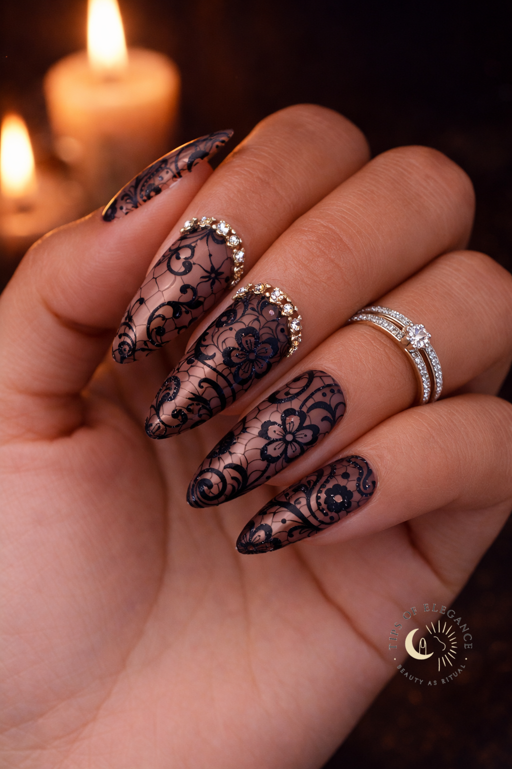 Black | Filigree & Lace| Wedding Nail Art Tattoos