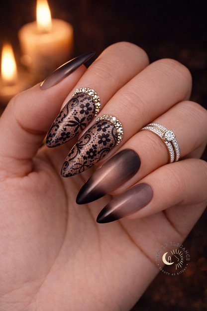 Black | Filigree & Lace| Wedding Nail Art Tattoos