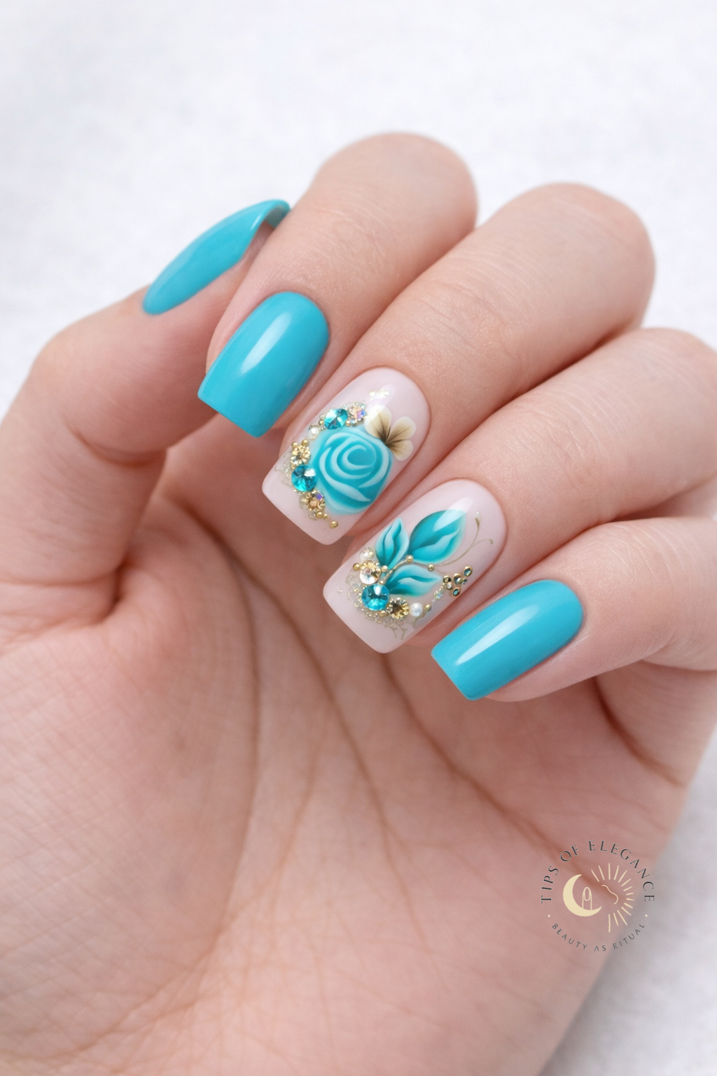 Nail Decals | Teal Enchantment | Luxury Handpainted Nail Art Decals