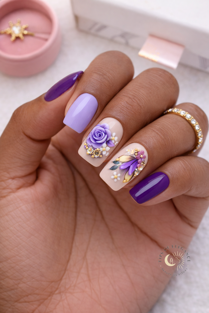 Nail Decals | Violet Whisper | Luxury Handpainted Nail Art Decals