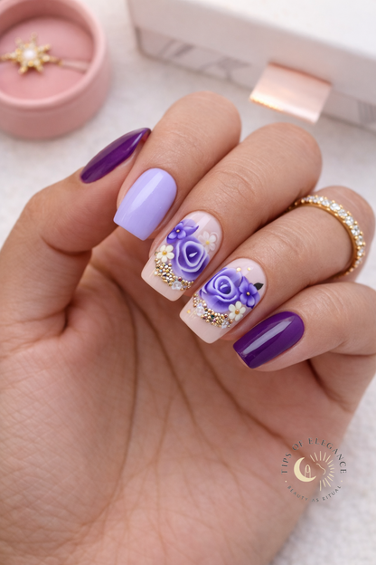 Nail Decals | Violet Whisper | Luxury Handpainted Nail Art Decals
