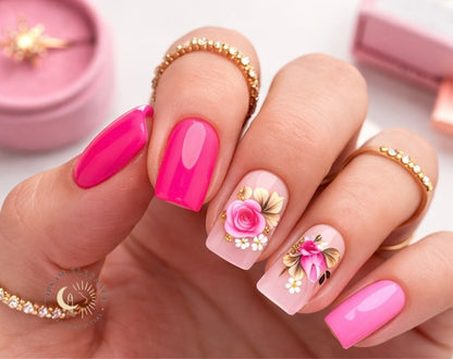 Nail Decals | Rosé Luxe | Luxury Handpainted Nail Art Decals